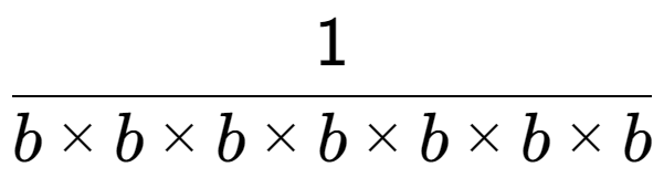 A LaTex expression showing 1 over b multiplied by b multiplied by b multiplied by b multiplied by b multiplied by b multiplied by b