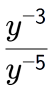 A LaTex expression showing \frac{y to the power of -3 }{y to the power of -5 }