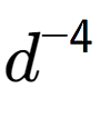 A LaTex expression showing d to the power of -4