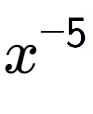 A LaTex expression showing x to the power of -5