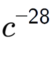 A LaTex expression showing c to the power of -28