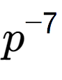 A LaTex expression showing p to the power of -7