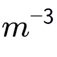 A LaTex expression showing m to the power of -3