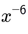 A LaTex expression showing x to the power of -6