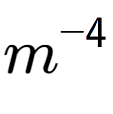 A LaTex expression showing m to the power of -4