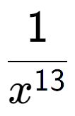 A LaTex expression showing 1 over x to the power of 13