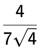 A LaTex expression showing 4 over 7square root of 4