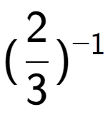 A LaTex expression showing (2 over 3 ) to the power of -1