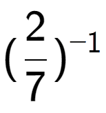 A LaTex expression showing (2 over 7 ) to the power of -1