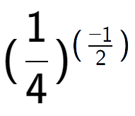 A LaTex expression showing (1 over 4 ) to the power of (-1 over 2 )