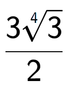 A LaTex expression showing \frac{34-th root of 3}{2}