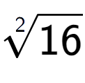 A LaTex expression showing 2-th root of 16