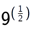 A LaTex expression showing 9 to the power of (1 over 2 )