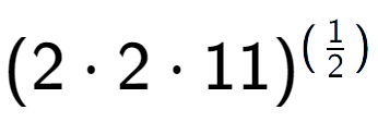 A LaTex expression showing (2 times 2 times 11) to the power of (1 over 2 )