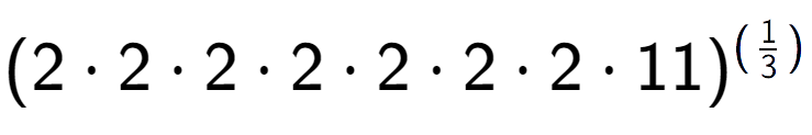 A LaTex expression showing (2 times 2 times 2 times 2 times 2 times 2 times 2 times 11) to the power of (1 over 3 )