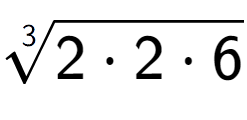 A LaTex expression showing 3-th root of 2 times 2 times 6