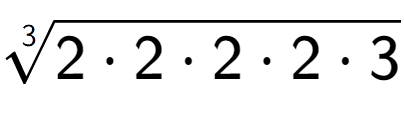 A LaTex expression showing 3-th root of 2 times 2 times 2 times 2 times 3