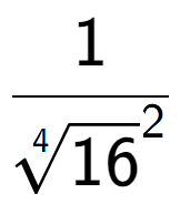 A LaTex expression showing 1 over 4-th root of 16 to the power of 2