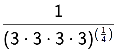 A LaTex expression showing 1 over (3 times 3 times 3 times 3) to the power of (\frac{1 {4 )}}