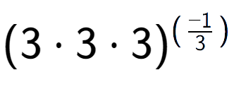 A LaTex expression showing (3 times 3 times 3) to the power of (-1 over 3 )