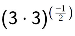 A LaTex expression showing (3 times 3) to the power of (-1 over 2 )