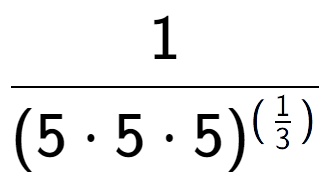 A LaTex expression showing 1 over (5 times 5 times 5) to the power of (\frac{1 {3 )}}