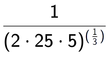 A LaTex expression showing 1 over (2 times 25 times 5) to the power of (\frac{1 {3 )}}