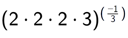 A LaTex expression showing (2 times 2 times 2 times 3) to the power of (-1 over 3 )