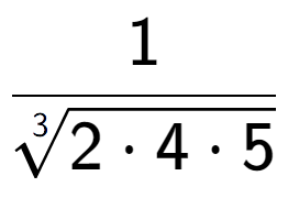 A LaTex expression showing 1 over 3-th root of 2 times 4 times 5