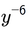 A LaTex expression showing y to the power of -6