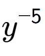 A LaTex expression showing y to the power of -5