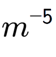 A LaTex expression showing m to the power of -5