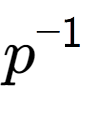 A LaTex expression showing p to the power of -1