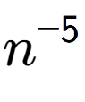 A LaTex expression showing n to the power of -5