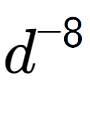 A LaTex expression showing d to the power of -8