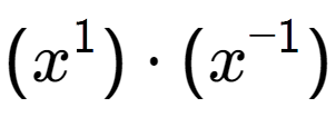 A LaTex expression showing (x to the power of 1 ) times (x to the power of -1 )