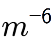 A LaTex expression showing m to the power of -6