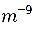 A LaTex expression showing m to the power of -9