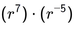 A LaTex expression showing (r to the power of 7 ) times (r to the power of -5 )