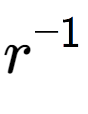 A LaTex expression showing r to the power of -1