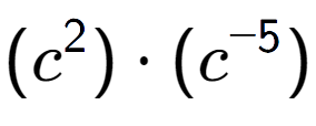 A LaTex expression showing (c to the power of 2 ) times (c to the power of -5 )