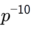 A LaTex expression showing p to the power of -10