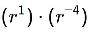A LaTex expression showing (r to the power of 1 ) times (r to the power of -4 )