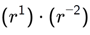 A LaTex expression showing (r to the power of 1 ) times (r to the power of -2 )