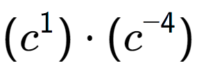 A LaTex expression showing (c to the power of 1 ) times (c to the power of -4 )