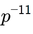 A LaTex expression showing p to the power of -11