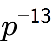 A LaTex expression showing p to the power of -13