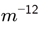 A LaTex expression showing m to the power of -12