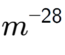 A LaTex expression showing m to the power of -28