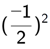 A LaTex expression showing (-1 over 2 ) to the power of 2